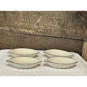 LENOX‎ Montclair Ivory Cream Platinum Trim 4 Small Trinket AshTrays Bone China